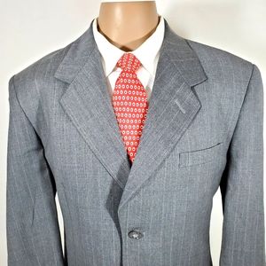 London Square Plus Gray Wool Pinstripe Blazer Mens
